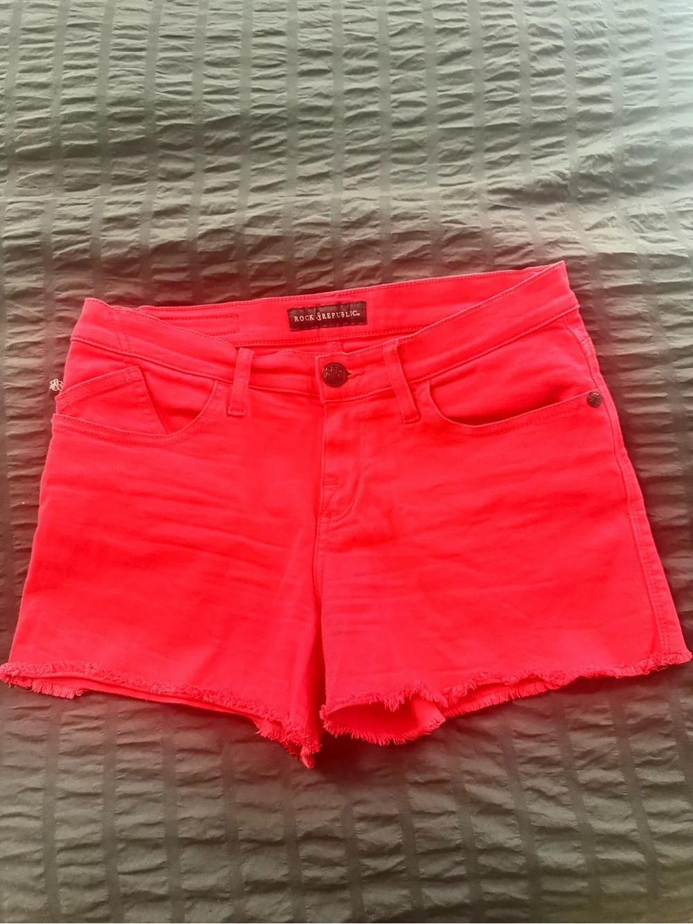 Rock & Republic Red Denim Cutoff Shorts